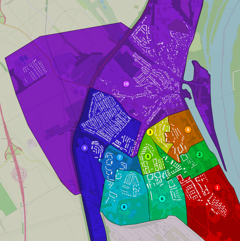Dunaújváros egyéni választókerület körzethatárok - térkép